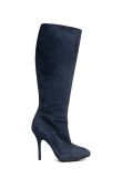 Dior Pleats Marine blue suede knee boots