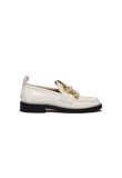 Loewe pearl embossed white patent leather loafers
