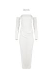 MISBHV 1-OF-1 open shoulders white long sleeve dress