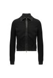 Prada leather logo embroidery zip sweatshirt