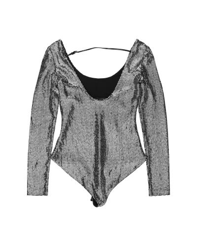 Gucci silver sequin-embellished bodysuit top