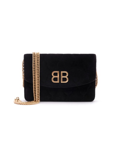 Balenciaga BB Wallet on Chain velvet quilted bag