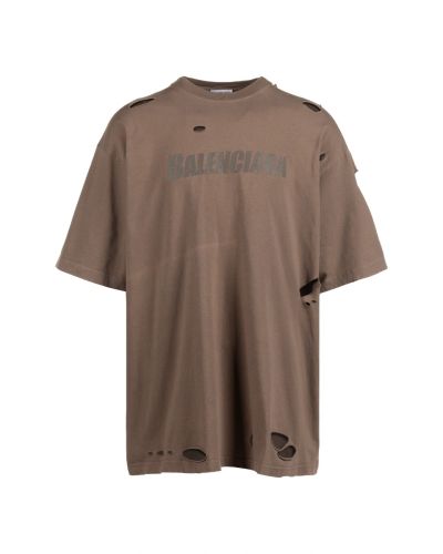 Balenciaga Unifit Caps Logo distressed oversized brown t-shirt