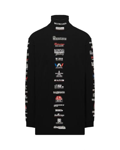 Balenciaga logo list mockneck long sleeve t-shirt