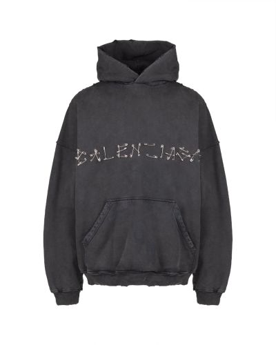 Balenciaga Safety Pin logo black hoodie - L