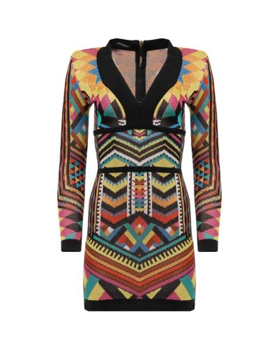 Balmain multicolour knitted v-neck dress