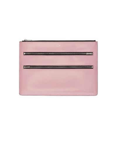 Celine pink patent leather clutch handbag