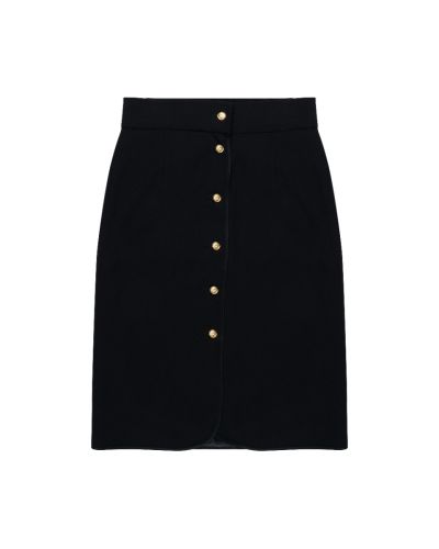 Chanel gold-buttoned laine pencil skirt