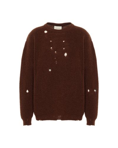 Gucci distressed brown wool oversized sweater