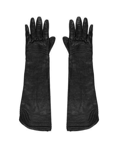 Gucci long leather moto gloves