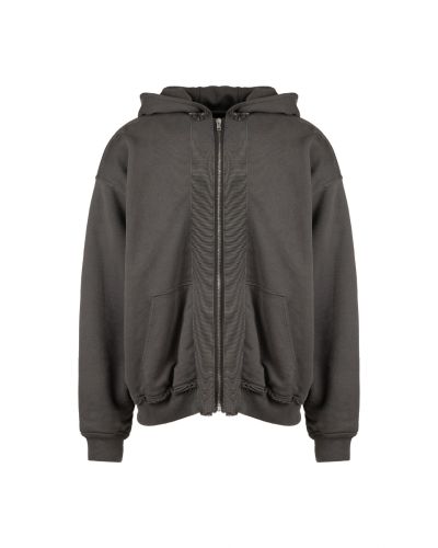 Haider Ackermann oversized double-layer dark-grey perth cotton zip sweatshirt