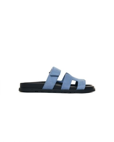 Hermes Chypre blue suede sandals
