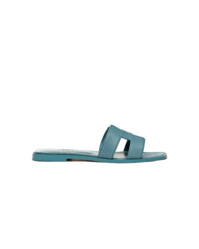 Hermes Oran Gris Antarctique lizard leather sandals