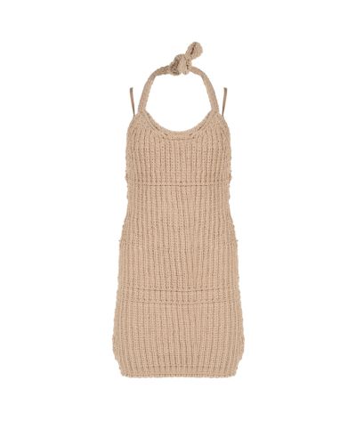 Jacquemus Halter neck knitted beige dress