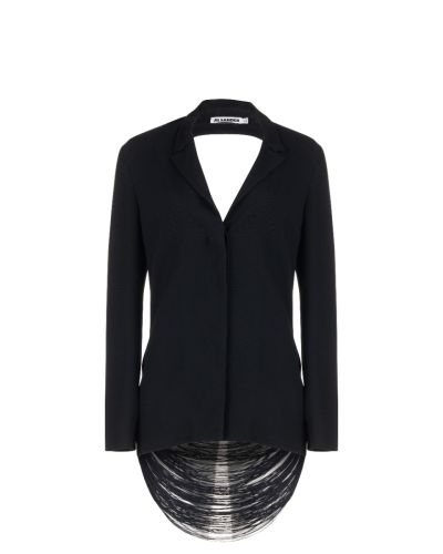 Jil Sander fringe cut-out black blazer jacket
