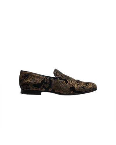 Jimmy Choo gold Paisley slip-on shoes