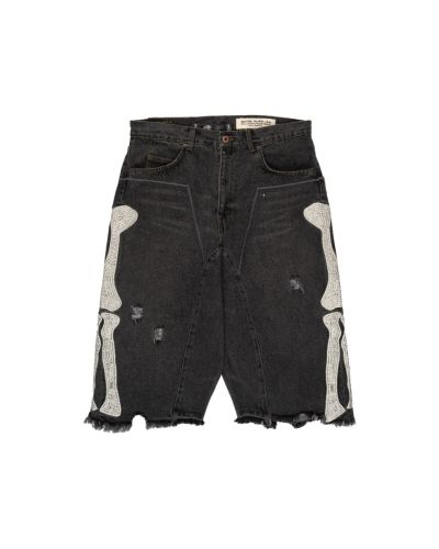 Kapital Kountry 14oz skeleton bones denim shorts