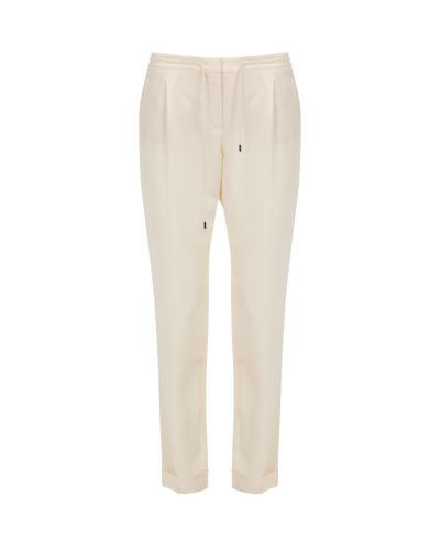 Loro Piana Crepe cream silk drawstring pants