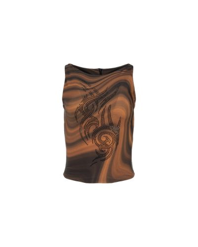 MISBHV 1-OF-1 rhinestones-embellished Tribal mesh top