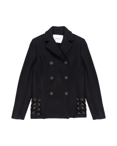 Paco Rabbane pierced wool pea coat
