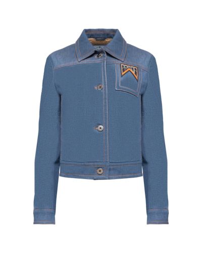 Prada rubber logo sherpa padded denim jacket