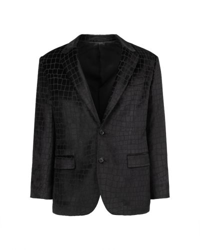 Versace Velvet Devoré  crocodile-effect single breasted blazer jacket