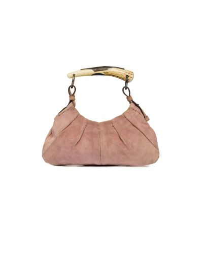 Yves Saint Laurent Rive Gauche Mombasa horn pink suede bag