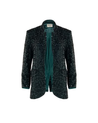 Zadig & Voltaire green sequin-embellished blazer jacket