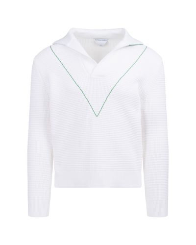 Bottega Veneta Salon 03 collared v-stitch white sweater