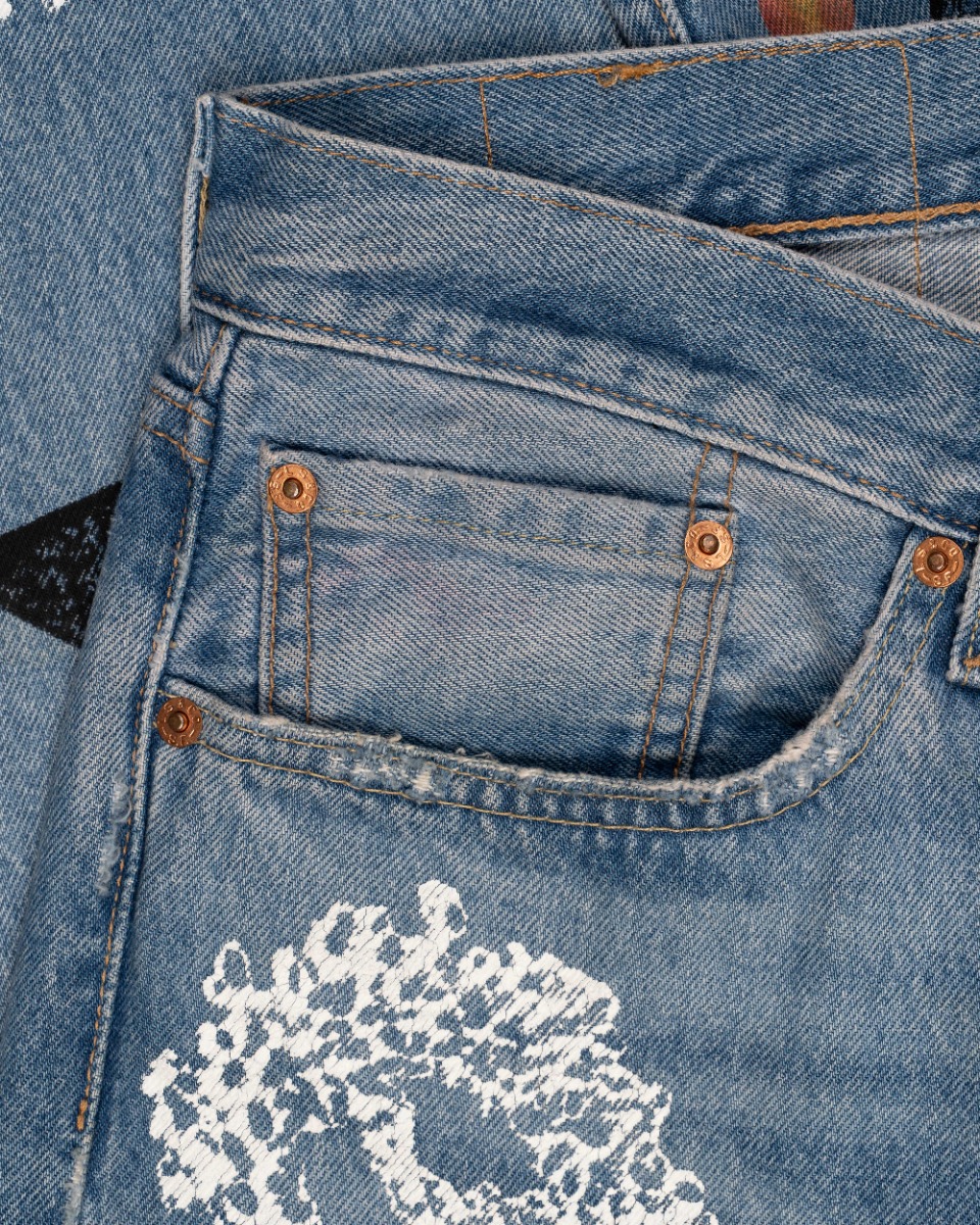 Denim Tears Virgil Abloh "Message in a Tear" printed Levi's jeans thumbnail