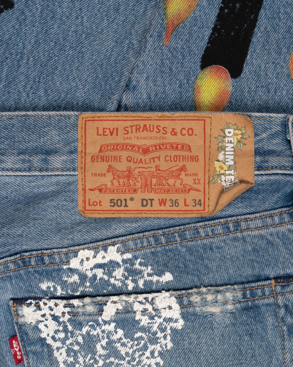 Denim Tears Virgil Abloh "Message in a Tear" printed Levi's jeans thumbnail