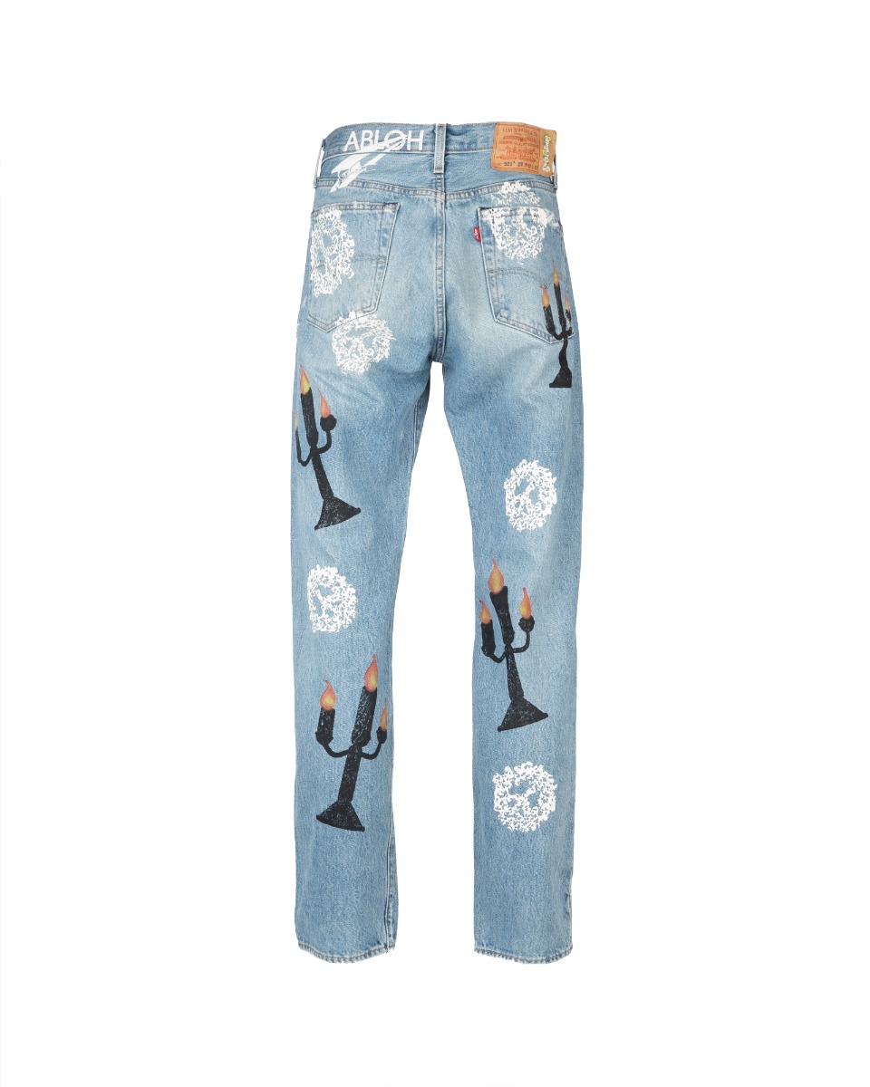 Denim Tears Virgil Abloh "Message in a Tear" printed Levi's jeans thumbnail