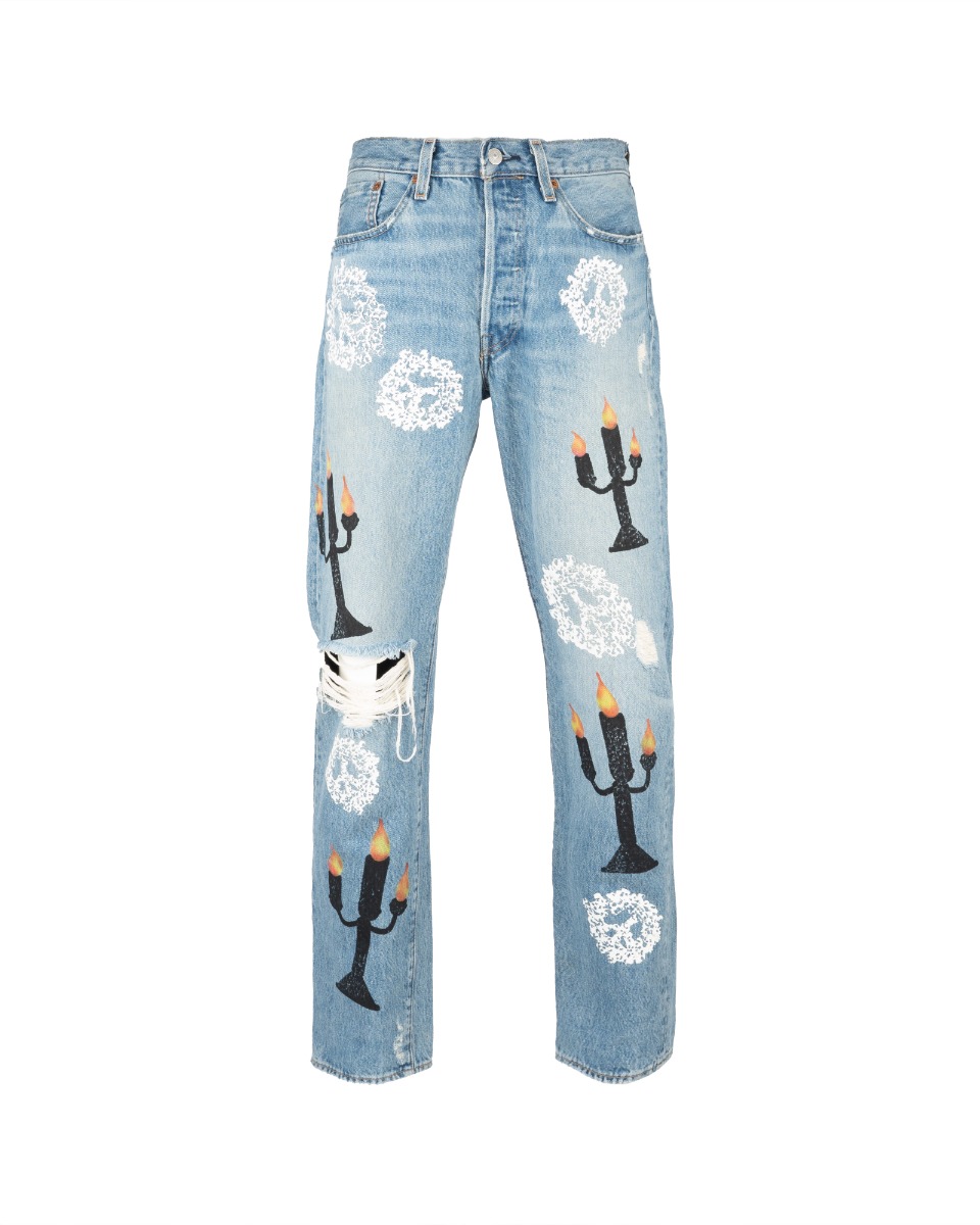 Denim Tears Virgil Abloh "Message in a Tear" printed Levi's jeans thumbnail