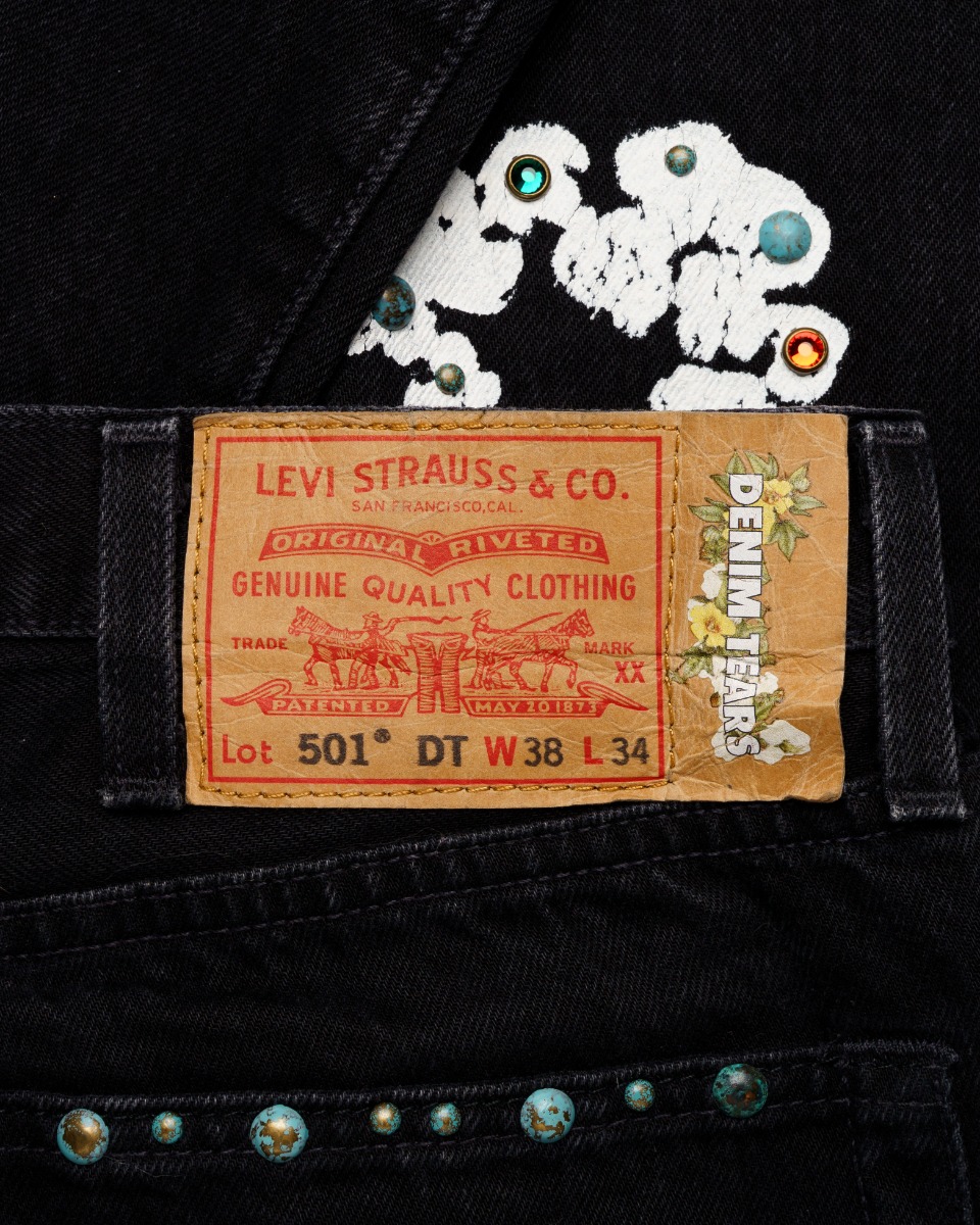 Denim Tears Wreath "Rhinestone 9pc" Levi's 501 denim pants thumbnail