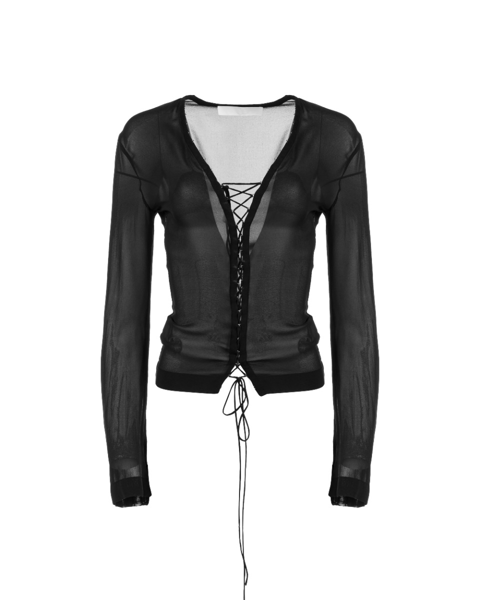 Dion Lee semi-sheer mesh laced top thumbnail