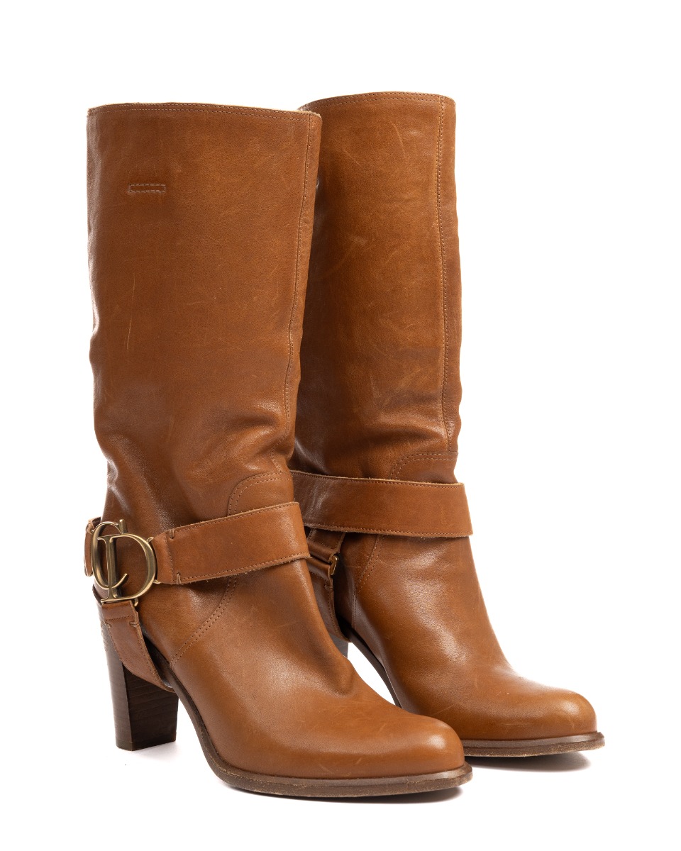 Dior Equstrian "CD" logo buckle leather boots thumbnail