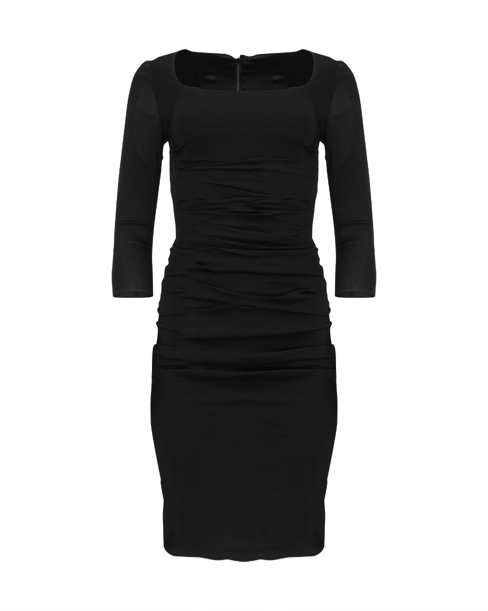 Dolce&Gabbana black draped long sleeve dress thumbnail