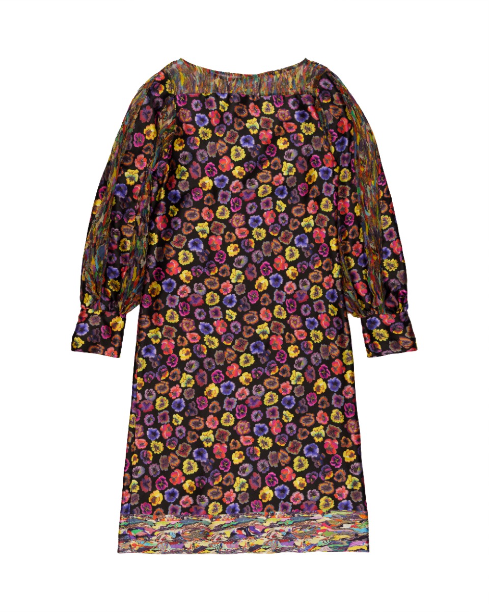 Dries Van Noten Floral-appliqué silk dress thumbnail