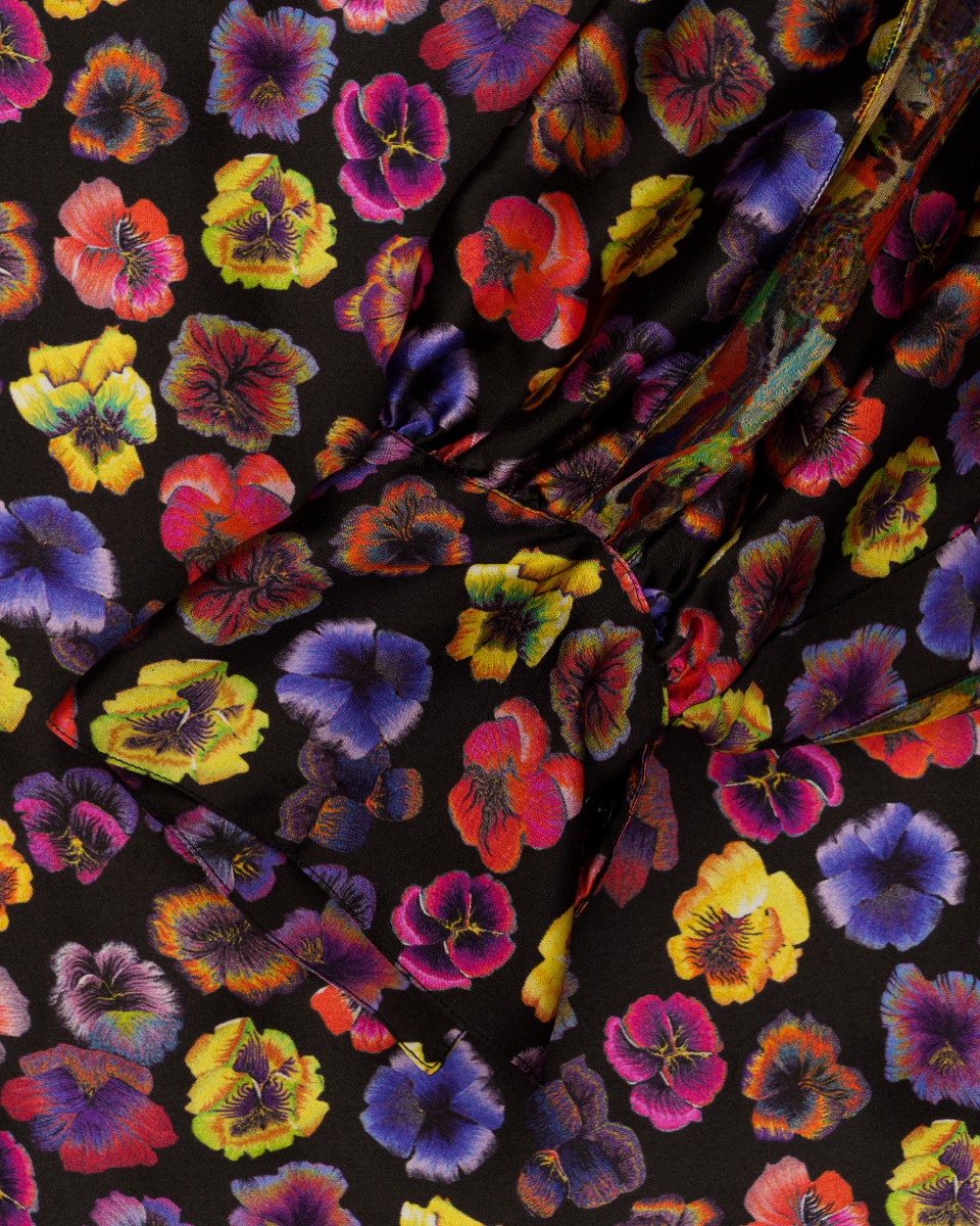 Dries Van Noten Floral-appliqué silk dress thumbnail