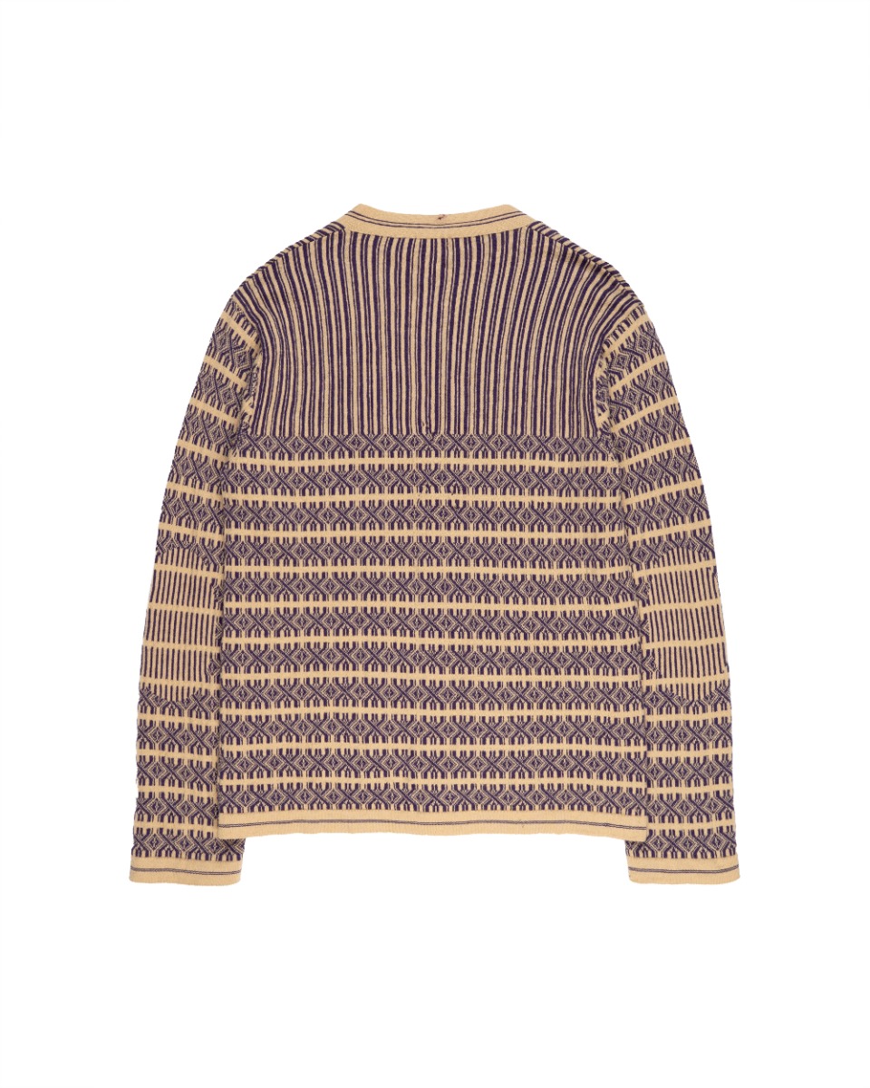 Dries Van Noten geometric rib purple cardigan thumbnail