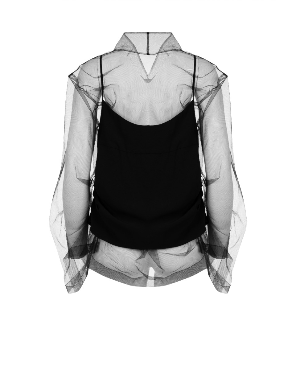 Dries Van Noten sheer double layered noir top thumbnail