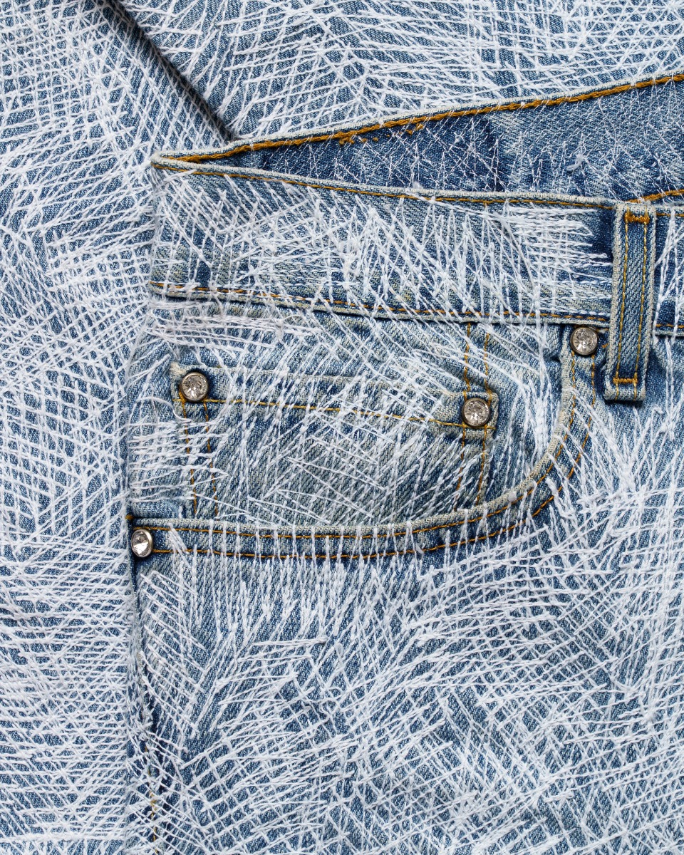 EARTHLING VIP Circus Stitch blue denim pants thumbnail