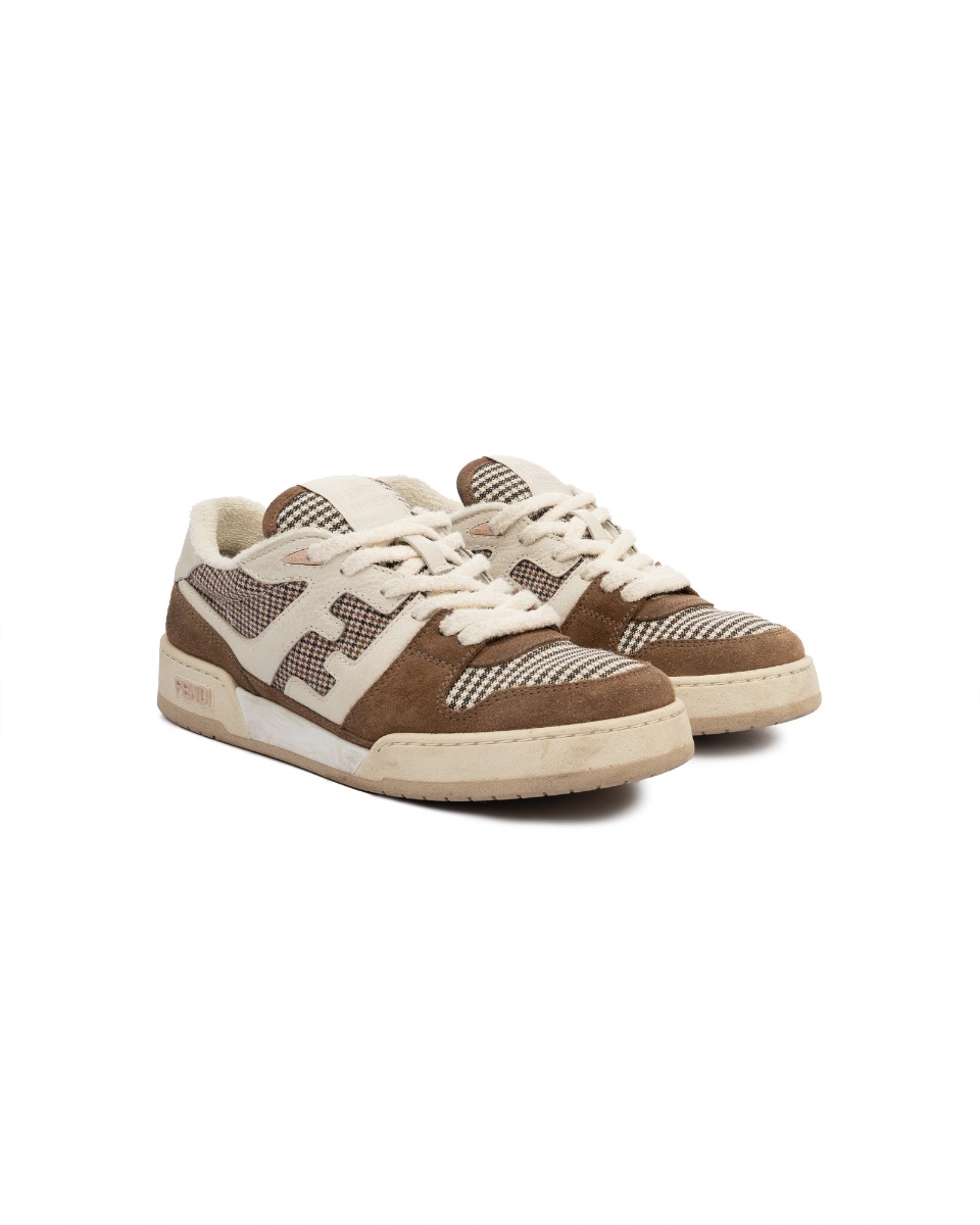 Fendi Match Houndstooth suede sneakers thumbnail