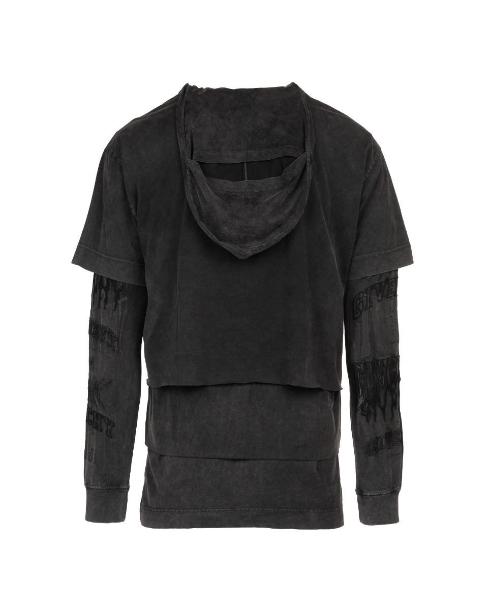 Givenchy multi-layered washed grey hoodie thumbnail