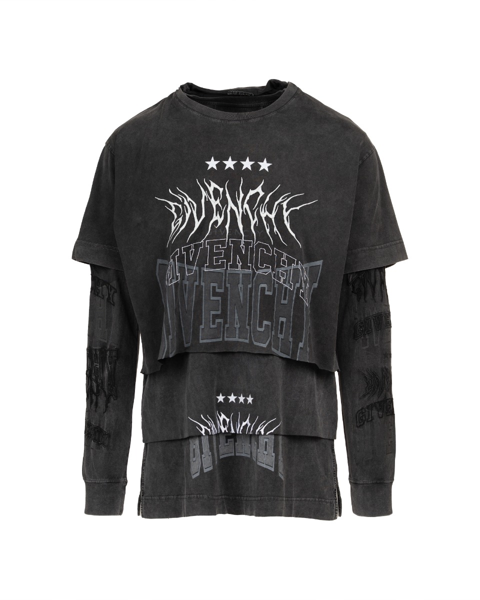 Givenchy multi-layered washed grey hoodie thumbnail