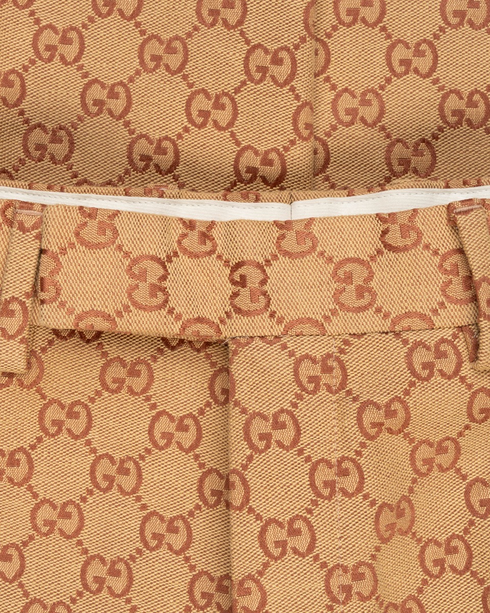 Gucci "GG" monogram canvas formal straight pants thumbnail