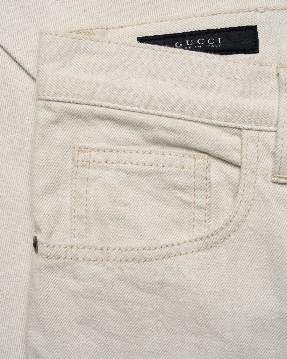 Gucci garment-dyed off-white denim pants thumbnail