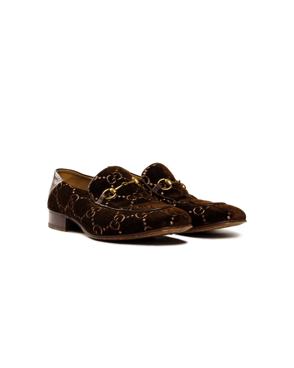 Gucci Jordaan Horsebit GG velvet monogram loafers thumbnail