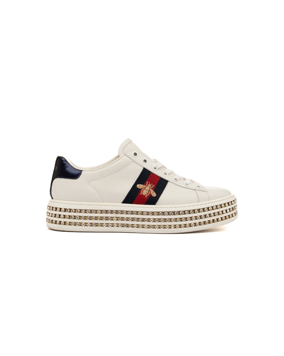 Gucci New Ace crystal platform sneakers thumbnail
