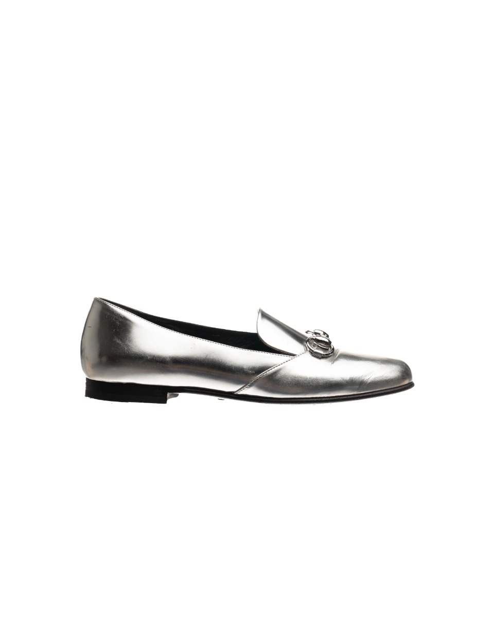 Gucci Jordaan Horsebit silver metallic loafers thumbnail